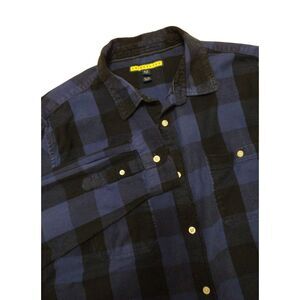 Prince & Fox Button Up Shirt Men XL‎ Blue Plaid Flannel Long Sleeves Pockets